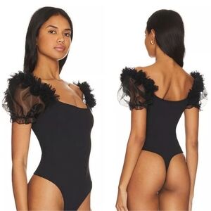 NWT Free People Revolve Pretty Petals Bodysuit Black XS
